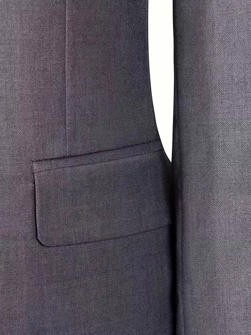 Slim Fit Three-Piece Suit Set with Notched Lapels and Waistcoat for Men