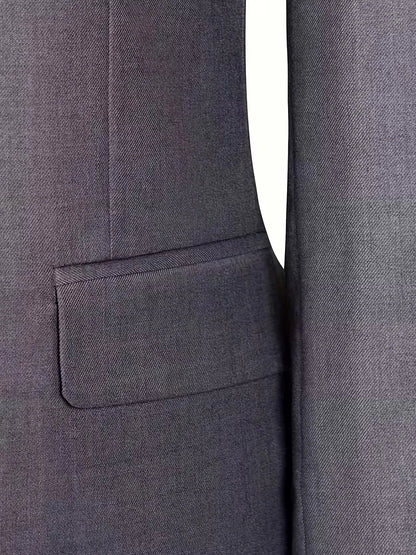 Slim Fit Three-Piece Suit Set with Notched Lapels and Waistcoat for Men