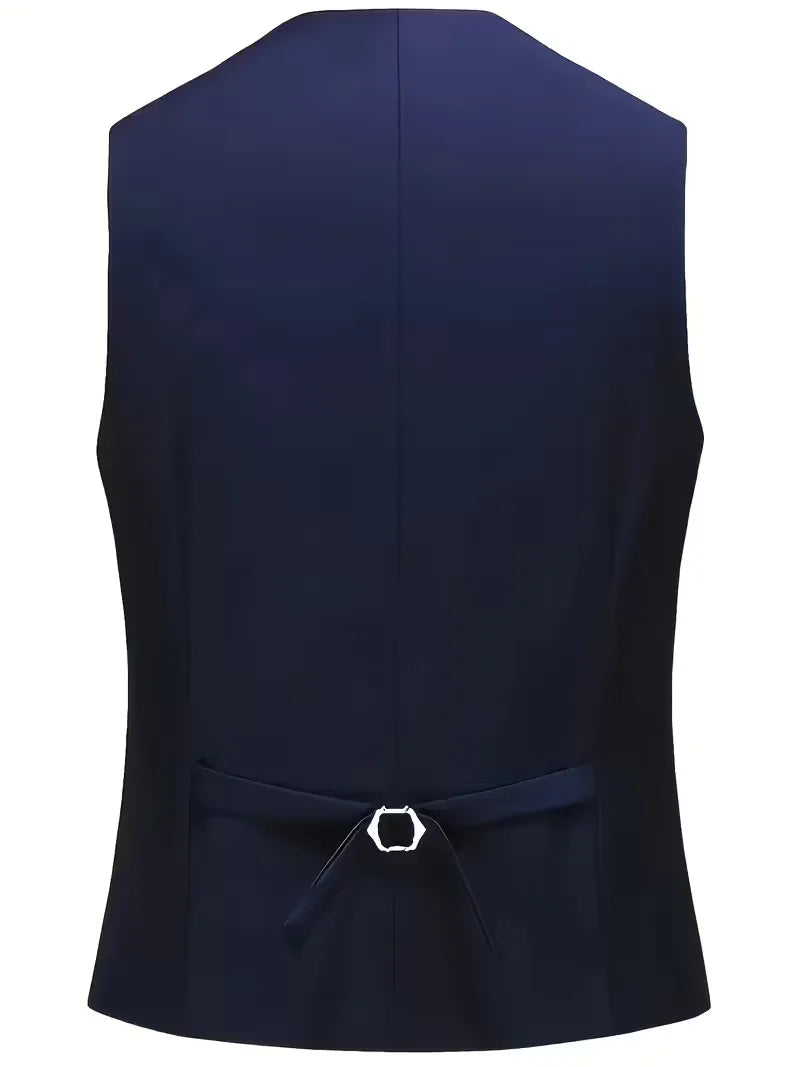 Slim Fit Three-Piece Suit Set with Notched Lapels and Waistcoat for Men