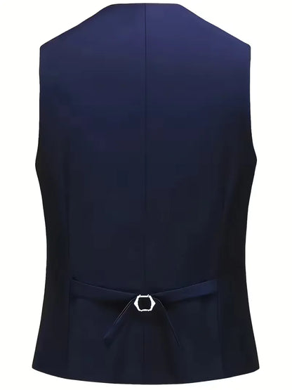 Slim Fit Three-Piece Suit Set with Notched Lapels and Waistcoat for Men