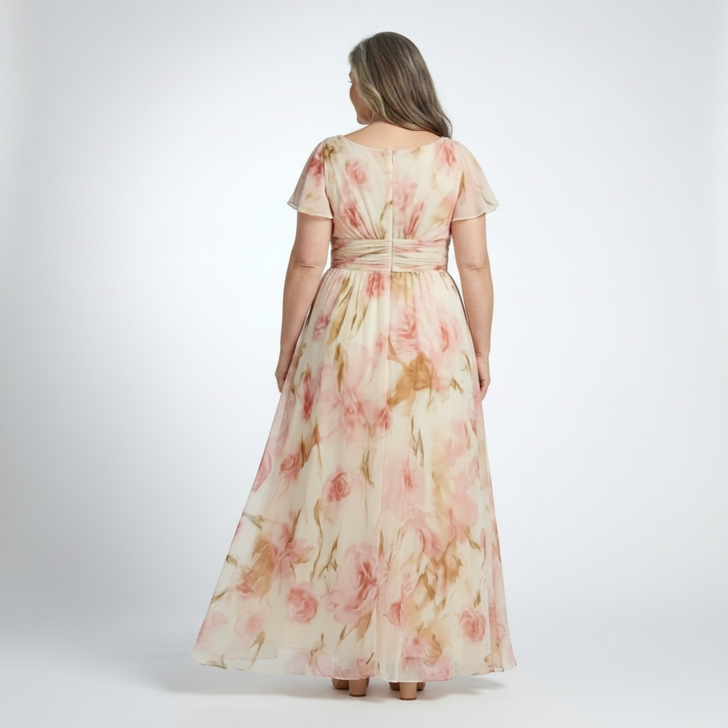 Elara - V Neck Floral Maxi Dress with Flowing Skirt 2