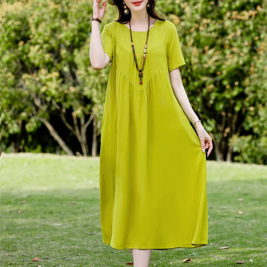 Elegant Floral Printed Plus Size Summer Dress with Short Sleeves 7