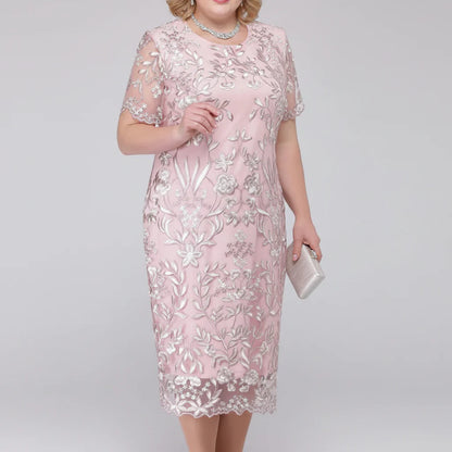 Elegant Plus Size Summer Dress - Lace Floral Bodycon for Special Occasions 0