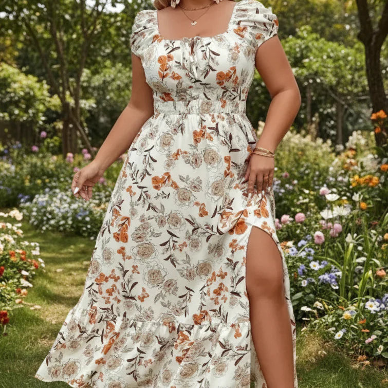 Floral Print Plus Size Casual Summer Dress - 1XL to 5XL 1