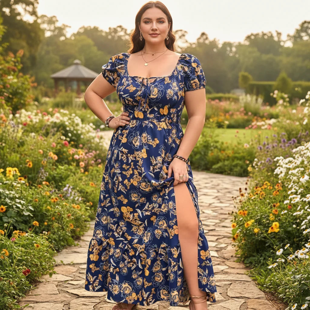 Floral Print Plus Size Casual Summer Dress - 1XL to 5XL 2
