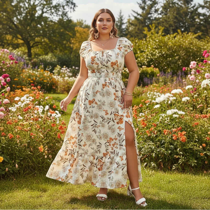 Floral Print Plus Size Casual Summer Dress - 1XL to 5XL 4