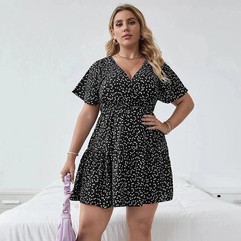 Floral Print Plus Size Tiered Summer Dress with Ruffle Hem 0