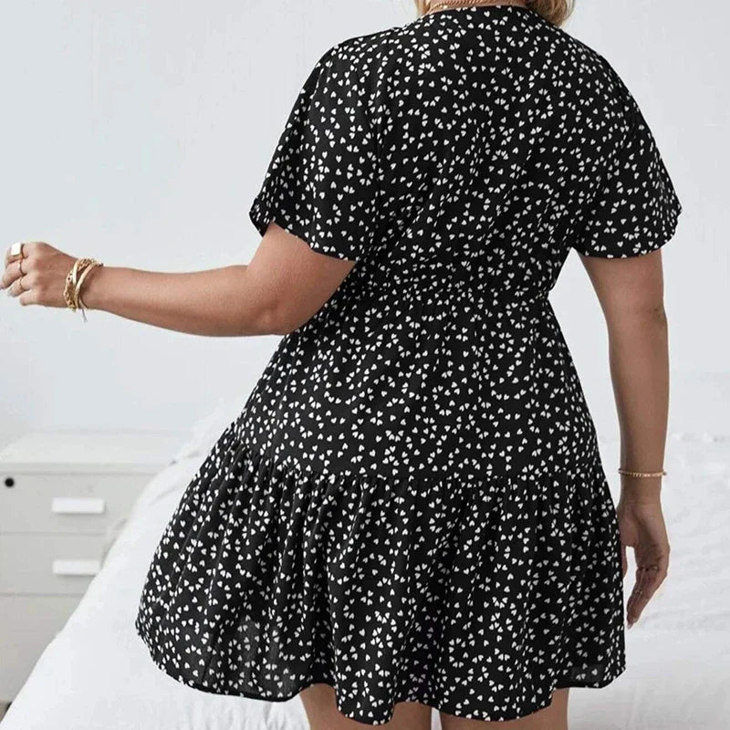 Floral Print Plus Size Tiered Summer Dress with Ruffle Hem 1
