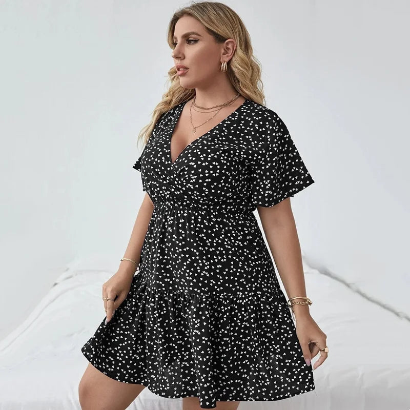 Floral Print Plus Size Tiered Summer Dress with Ruffle Hem 2