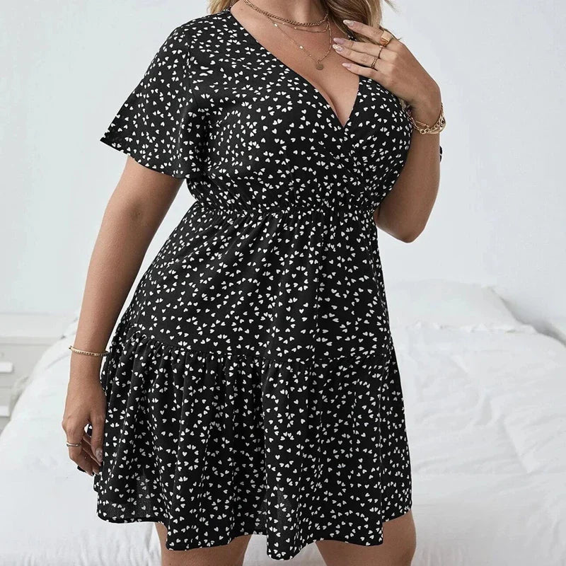 Floral Print Plus Size Tiered Summer Dress with Ruffle Hem 3