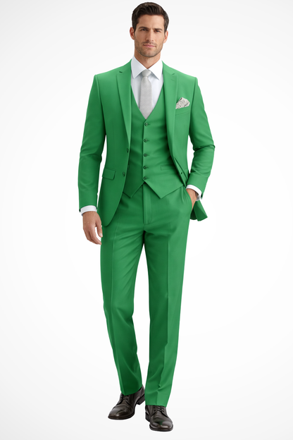 Slim Fit Three-Piece Suit with Peak Lapel for Men