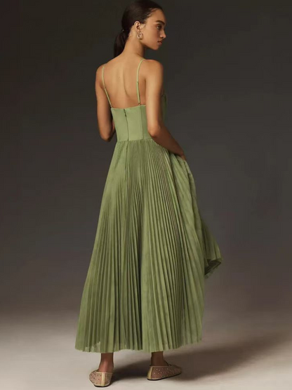 Pleated Maxi Wedding Guest Dress for Women