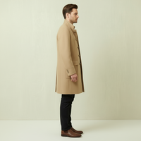 Dapperline | Sleek Black Men’s Long Coat with Gold Button Details