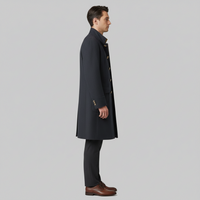 Dapperline | Sleek Black Men’s Long Coat with Gold Button Details