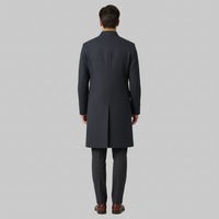 Dapperline | Sleek Black Men’s Long Coat with Gold Button Details