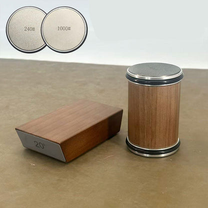 DIASHARP – Rolling Knife Sharpener Set with Diamond Grinder and Wooden Platform