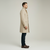 Dapperline | Sleek Black Men’s Long Coat with Gold Button Details