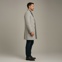 Dapperline | Sleek Black Men’s Long Coat with Gold Button Details