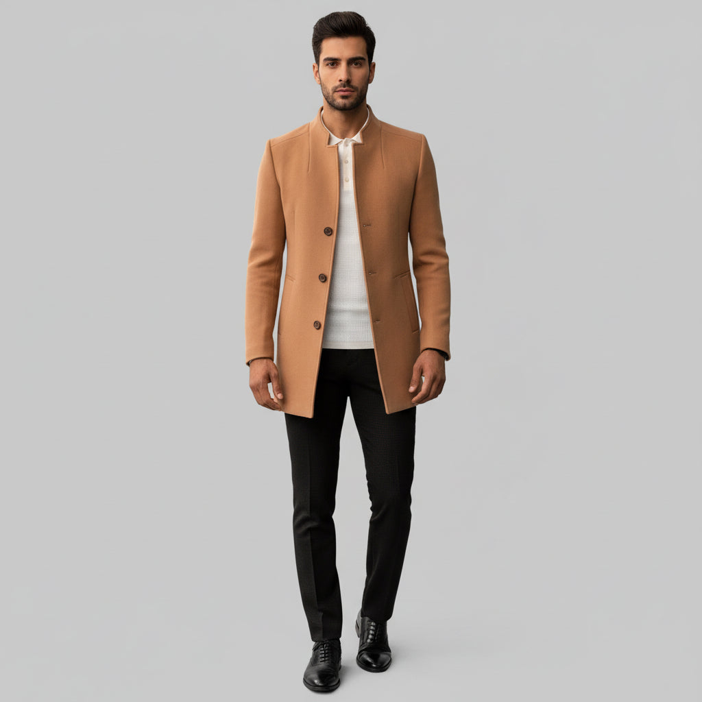 Men’s Smart Casual Coat – Minimalist Button Winter Coat 0
