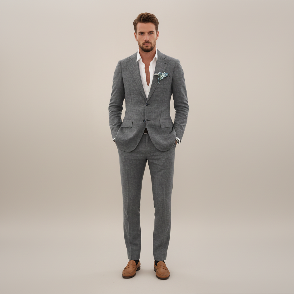 Men’s Two-Piece Linen Suit – Single Breasted Elegant Spring/Summer Set 0