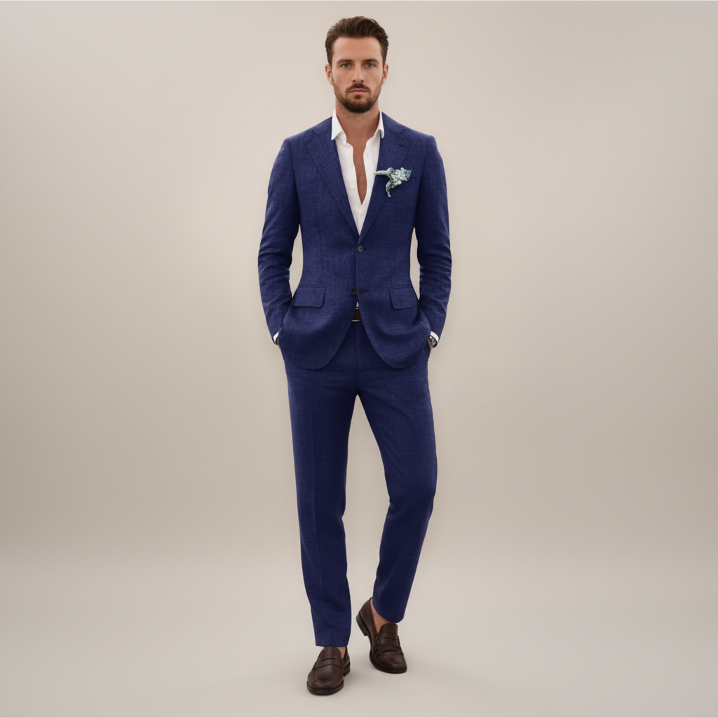 Men’s Two-Piece Linen Suit – Single Breasted Elegant Spring/Summer Set 1