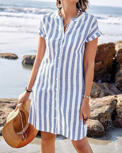 Women's Midi Dress | Striped Design & Figure-Flending Effect