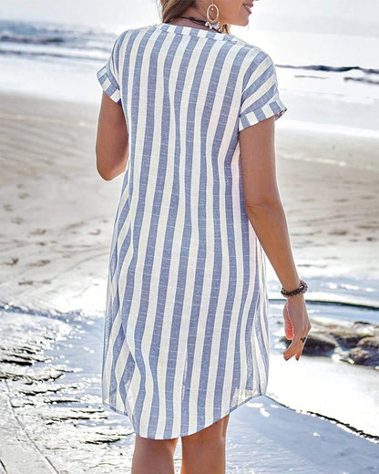 Women's Midi Dress | Striped Design & Figure-Flending Effect