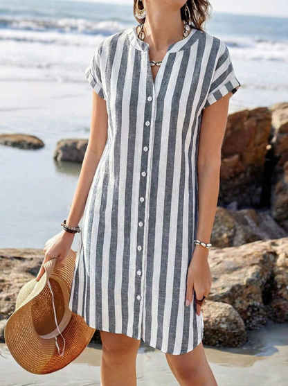 Women's Midi Dress | Striped Design & Figure-Flending Effect