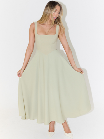 Midi Dress with Square Neck for Women