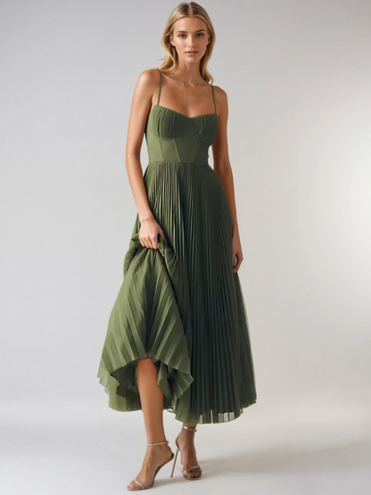 Pleated Maxi Wedding Guest Dress for Women