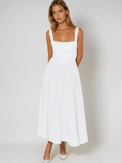Midi Dress with Square Neck for Women