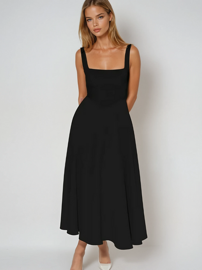 Midi Dress with Square Neck for Women