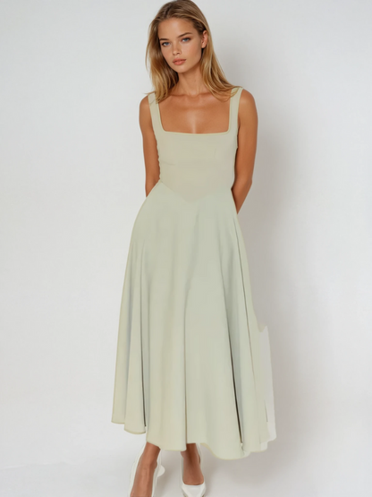 Midi Dress with Square Neck for Women