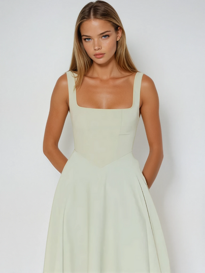 Midi Dress with Square Neck for Women