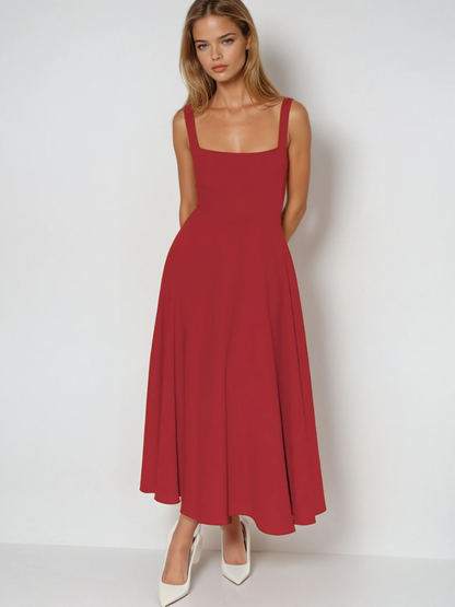 Midi Dress with Square Neck for Women