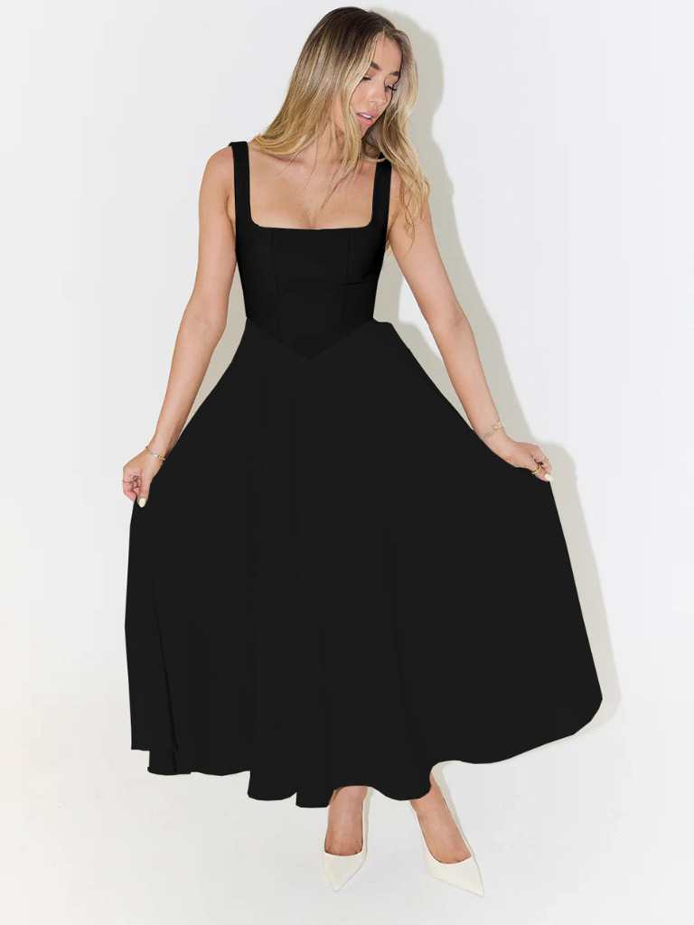Midi Dress with Square Neck for Women