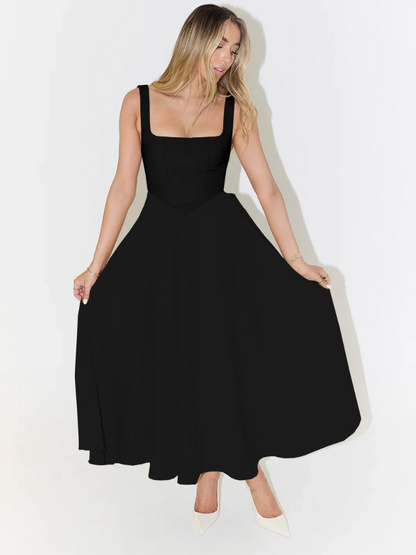Midi Dress with Square Neck for Women