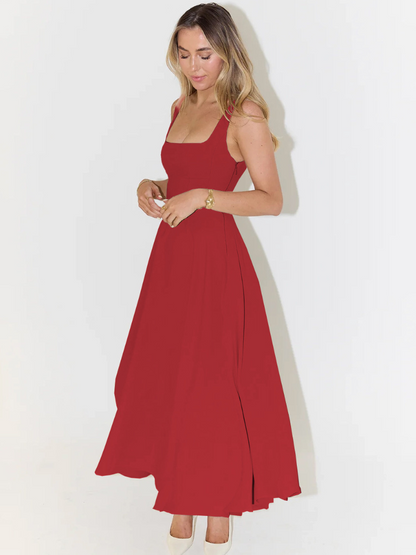 Midi Dress with Square Neck for Women
