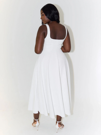 Midi Dress with Square Neck for Women