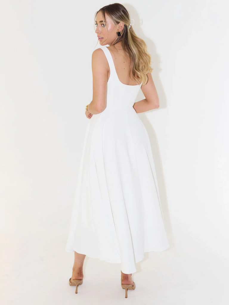 Midi Dress with Square Neck for Women