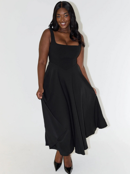 Midi Dress with Square Neck for Women