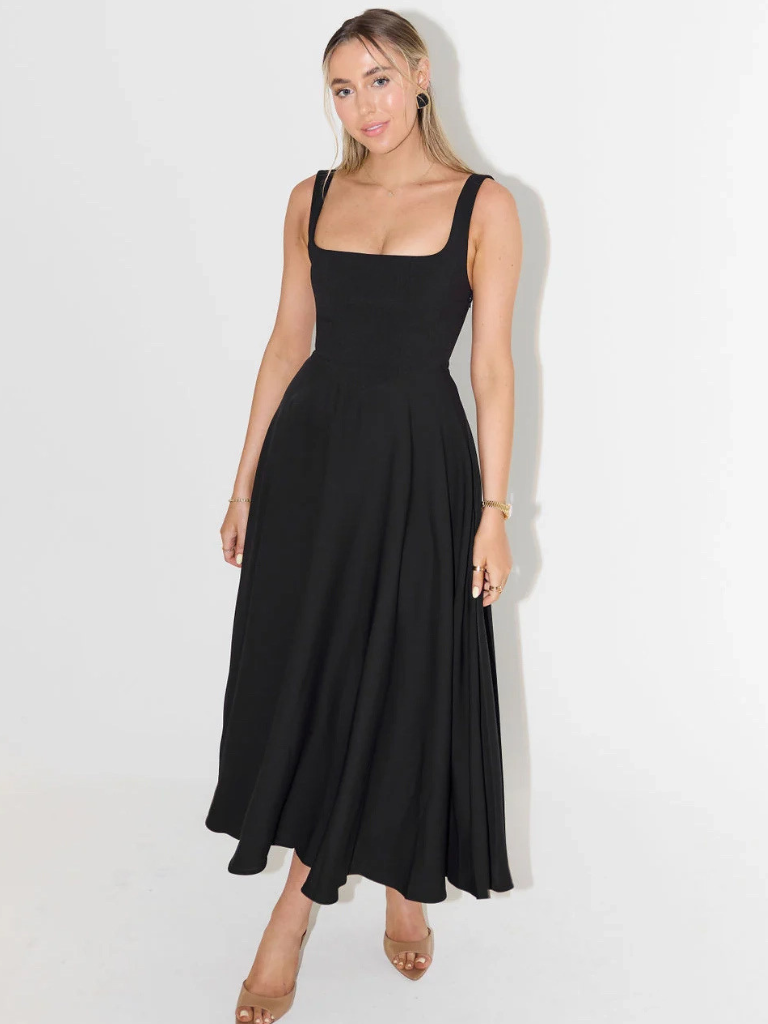 Midi Dress with Square Neck for Women
