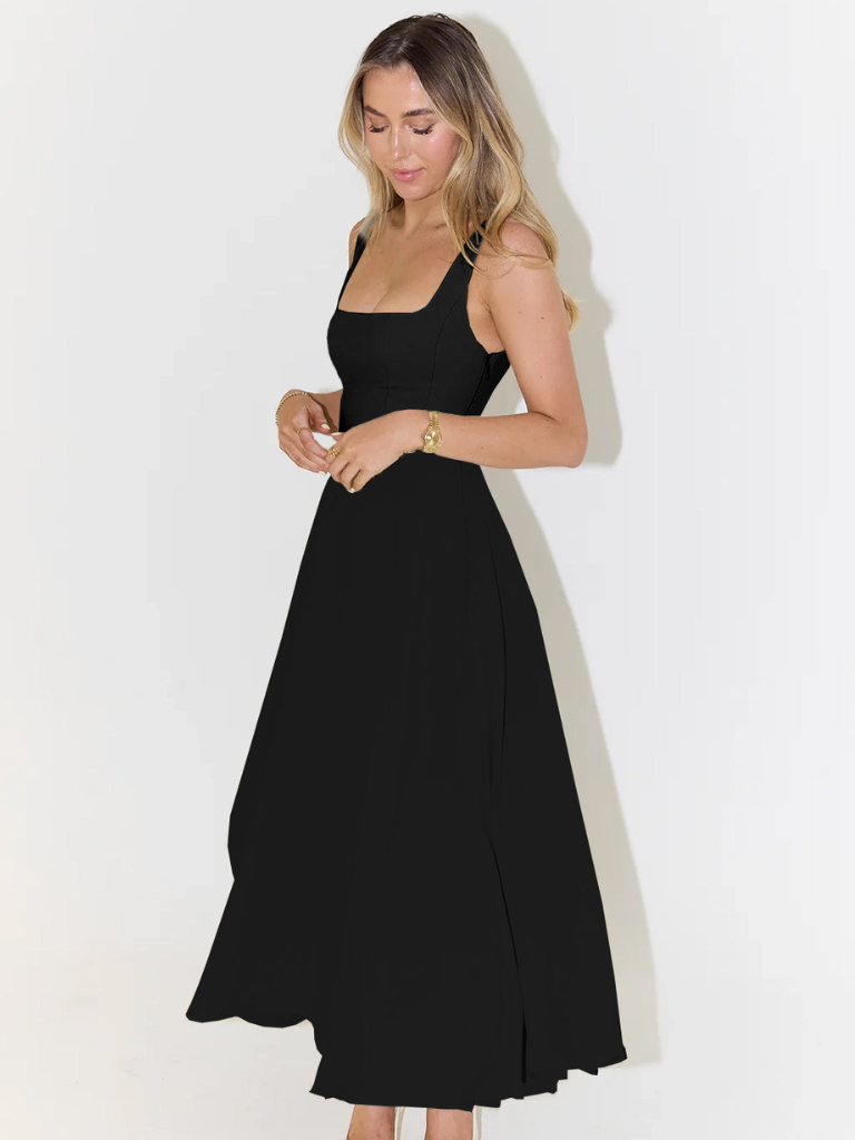 Midi Dress with Square Neck for Women
