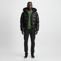 Puffer jacket – Black winter down jacket with hood for men 0