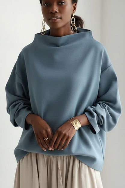 Rachel Women's High-Neck Long Sleeve Top - Soft Fabric, Elegant & Versatile 1