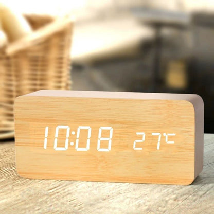 TIMBERGLOW LED Alarm Clock – Digital & Stylish in Natural Wood Design