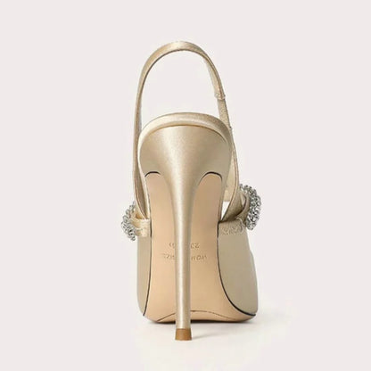 Satin Slingback Heels with Pointed Toe for Women
