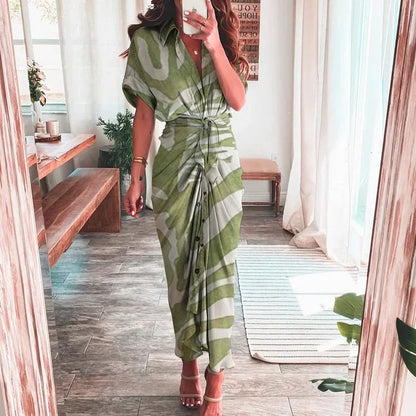 Tie Waist Button Shirt Dress