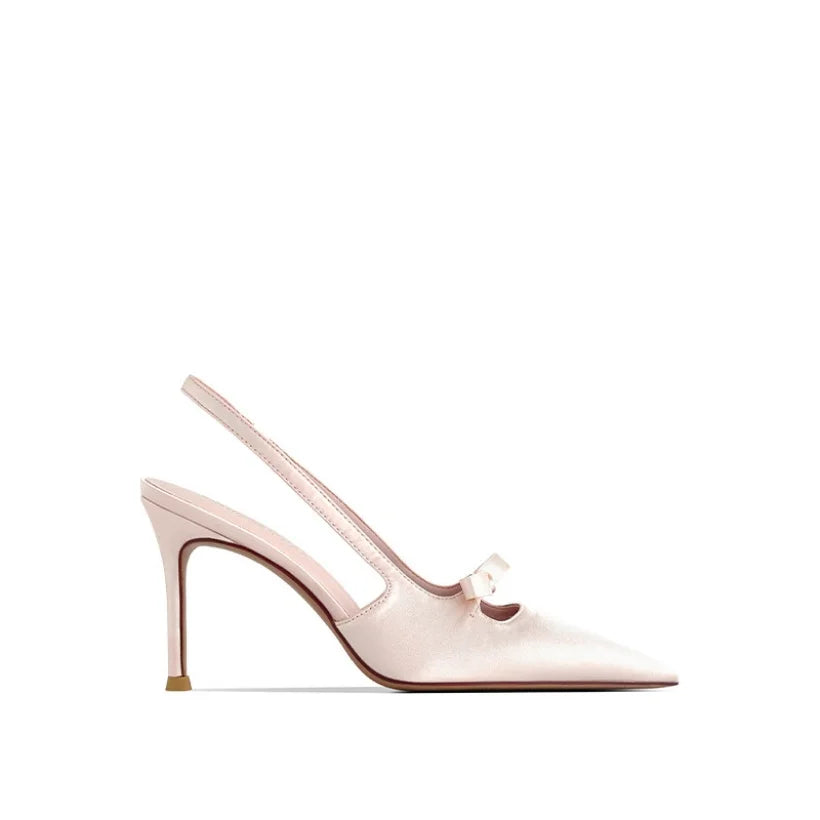 Satin Slingback Heels with Pointed Toe for Women