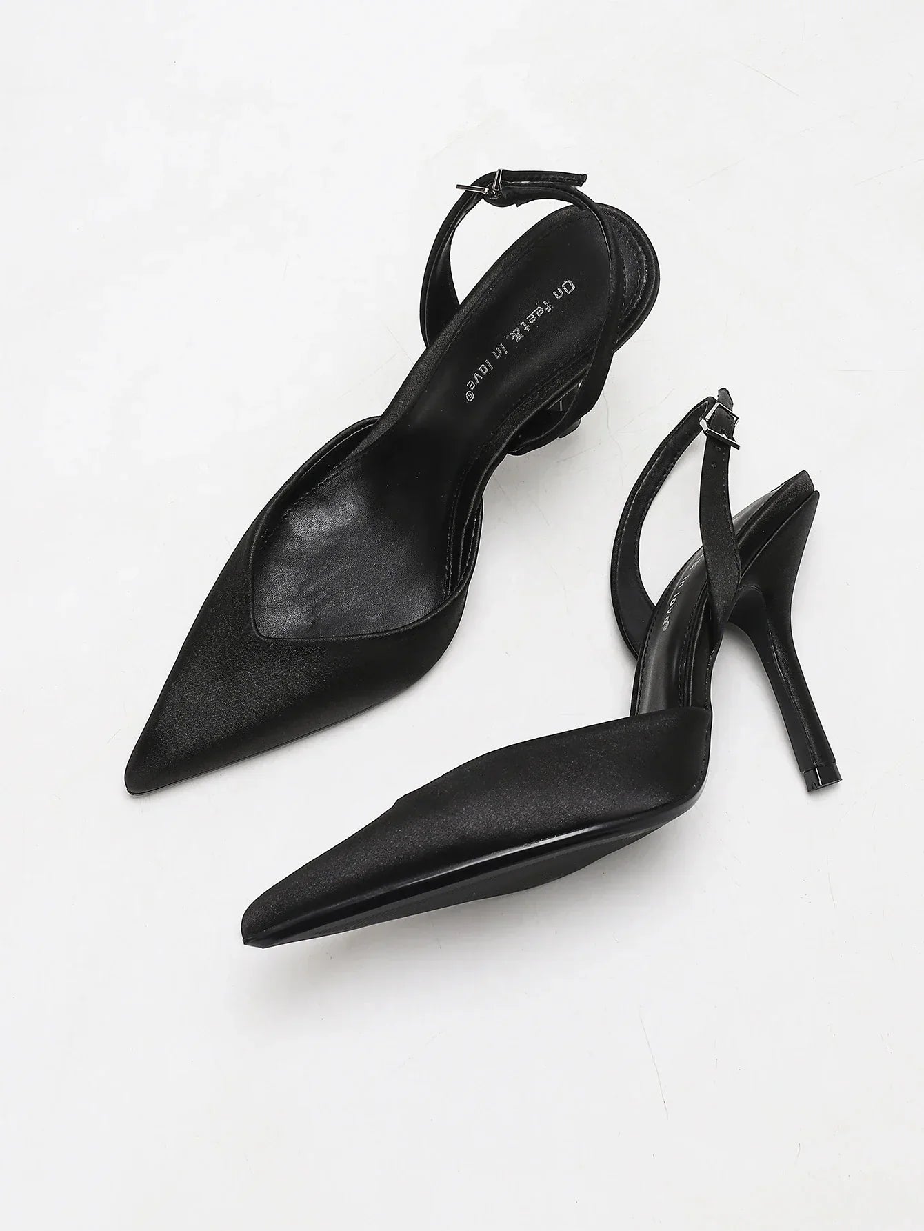 Pointed Toe Satin Slingback Heels for Women